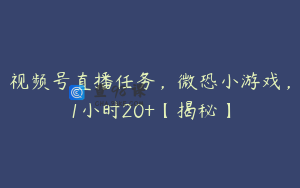 视频号直播任务，微恐小游戏，1小时20+【揭秘】