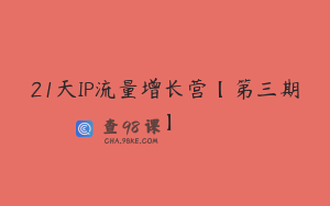 21天IP流量增长营【第三期】