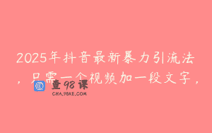 2025年抖音最新暴力引流法，只需一个视频加一段文字，