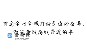 首套全网全域打粉引流必备课，做流量做离钱最近的事
