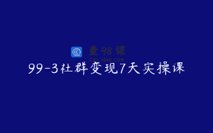99-3社群变现7天实操课