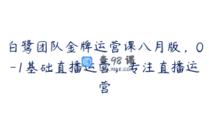 白鹭团队金牌运营课八月版，0-1基础直播运营，专注直播运营