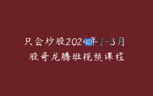 只会炒股2024年1-3月 股哥龙腾班视频课程