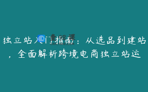 独立站入门指南：从选品到建站，全面解析跨境电商独立站运