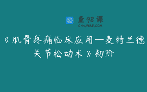 《肌骨疼痛临床应用—麦特兰德关节松动术》初阶