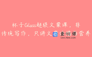 杯子Glass超级文案课，非传统写作，只讲文案传播与营养