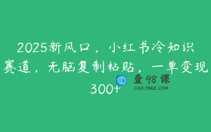 2025新风口，小红书冷知识赛道，无脑复制粘贴，一单变现300+
