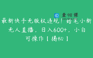 最新快手无版权违规！蜡笔小新无人直播，日入600+，小白可操作【揭秘】