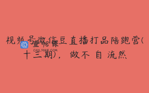 视频号微信豆直播打品陪跑营(十三期)，‮做不‬自‮流然