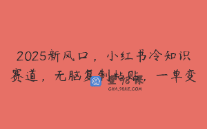 2025新风口，小红书冷知识赛道，无脑复制粘贴，一单变