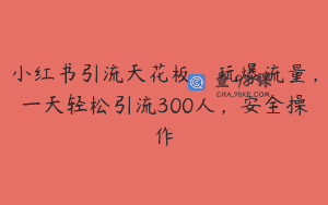 小红书引流天花板，玩爆流量，一天轻松引流300人，安全操作