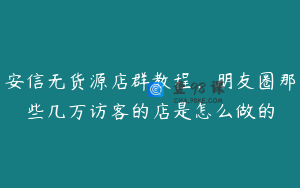安信无货源店群教程，朋友圈那些几万访客的店是怎么做的