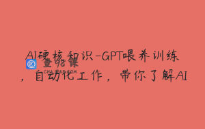 AI硬核知识-GPT喂养训练，自动化工作，带你了解AI