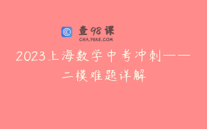 2023上海数学中考冲刺——二模难题详解