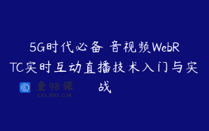 5G时代必备 音视频WebRTC实时互动直播技术入门与实战