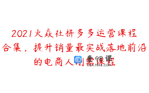 2021火焱社拼多多运营课程合集，提升销量最实战落地前沿的电商人刚需课程