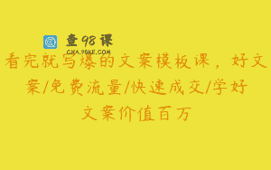 看完就写爆的文案模板课，好文案/免费流量/快速成交/学好文案价值百万