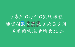 谷歌SEO与AEO实战课程：通过AI技术实现多渠道引流，实现网站流量增长300%