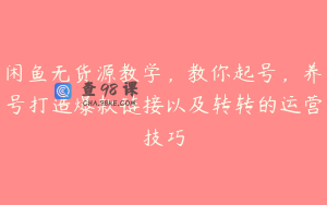 闲鱼无货源教学,教你起号,养号打造爆款链接以及转转的运营技巧