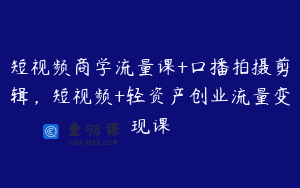 短视频商学流量课+口播拍摄剪辑，短视频+轻资产创业流量变现课