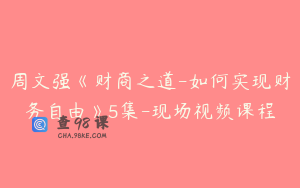 周文强《财商之道-如何实现财务自由》5集-现场视频课程