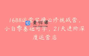 1688运营实操必修挑战营，小白零基础可学，21天进阶深度运营店