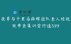 夜草与千里马薛辉团队素人短视频带货集训营价值599