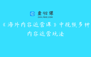 《海外内容运营课》中视频多种内容运营玩法