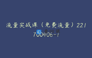 流量实战课(免费流量)221700406-1