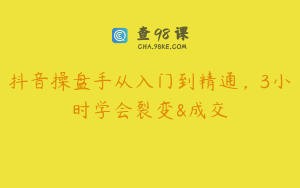 抖音操盘手从入门到精通，3小时学会裂变&成交