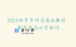 2022拼多多网店虚拟教程-新手开店必学技巧