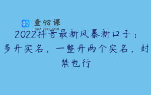 2022抖音最新风暴新口子：多开实名，一整开两个实名，封禁也行