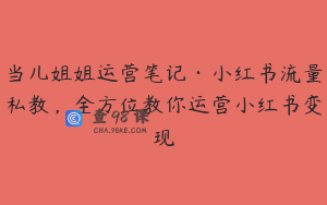 当儿姐姐运营笔记·小红书流量私教，全方位教你运营小红书变现