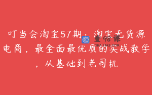 叮当会淘宝57期：淘宝无货源电商，最全面最优质的实战教学，从基础到老司机