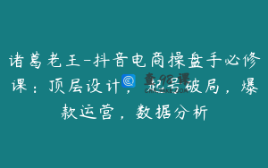 诸葛老王-抖音电商操盘手必修课：顶层设计，​起号破局，爆款运营，数据分析