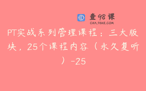PT实战系列管理课程：三大版块，25个课程内容（永久复听）-25