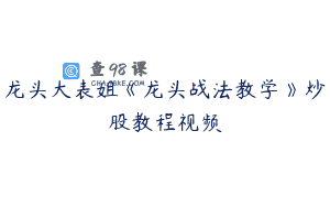 龙头大表姐《龙头战法教学》炒股教程视频