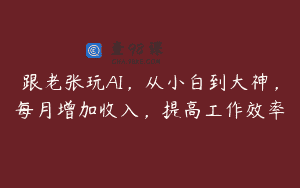 跟老张玩AI，从小白到大神，每月增加收入，提高工作效率