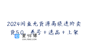 2024闲鱼无货源高级进阶卖货5.0,养号+选品+上架