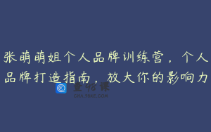 张萌萌姐个人品牌训练营，个人品牌打造指南，放大你的影响力
