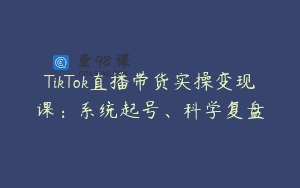 TikTok直播带货实操变现课：系统起号、科学复盘