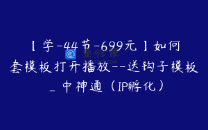 【学-44节-699元】如何套模板打开播放--送钩子模板_中神通（IP孵化）