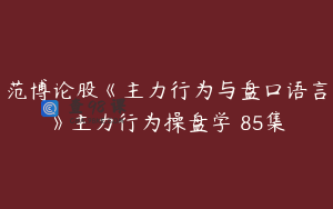 范博论股《主力行为与盘口语言》主力行为操盘学 85集