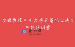 炒股教程《主力游资筹码心法》牛散特训营