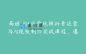 高姐・AI+运营玩转抖音运营与AI视频制作实战课程，爆