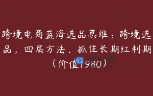 跨境电商蓝海选品思维:跨境选品,四层方法,抓住长期红利期(价值1980)