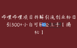 哔哩哔哩项目拆解引流创业粉日引300+小白可轻松上手【揭秘】