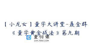 【小龙女】量学大讲堂-聂金群《量学黄金战法》第九期