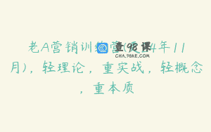 老A营销训练营(更24年11月)，轻理论，重实战，轻概念，重本质