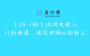 【24-198】UG拆电极入门到精通_编程拆铜公的彭工